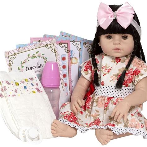 Boneca Estilo Beb Reborn Real Baby Alive Menina Morena Cm Cegonha