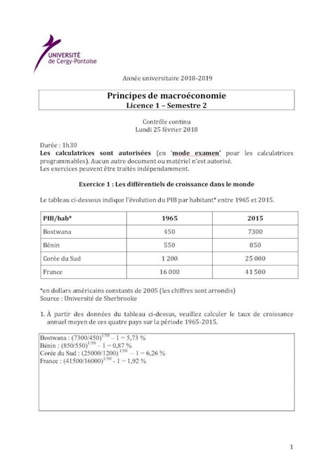 PDF Principes de macroéconomie Licence 1 Semestre 2 Principes de