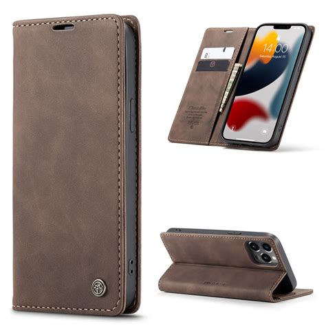 Caseme Iphone 13 Pro Wallet Kickstand Magnetic Case Coffee