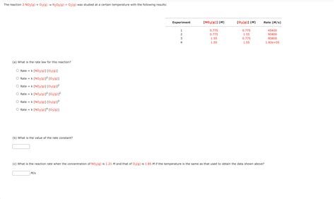 Solved The Reaction 2no2 G O3 G →n2o5 G O2 G Was