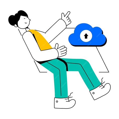 Uma mulher está sentada em uma mesa com uma nuvem e uma seta apontando