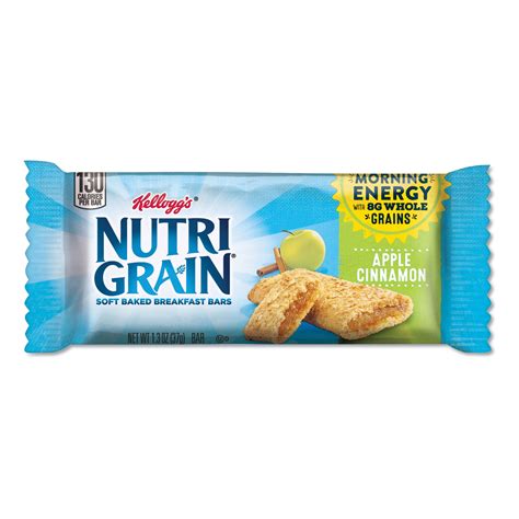 Kelloggs Nutri Grain Soft Baked Breakfast Bars Apple Cinnamon Indv Wrapped 13 Oz Bar 16box