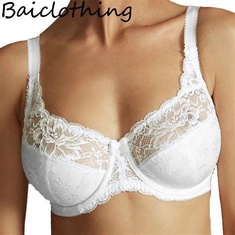 Baiclothing Womens Full Coverage Lace Floral Embroidery Underwire Non