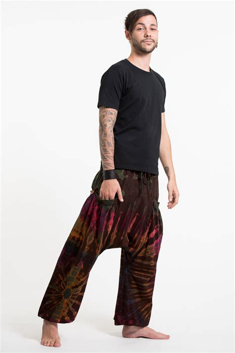 Tie Dye Cotton Men Harem Pants in Brown