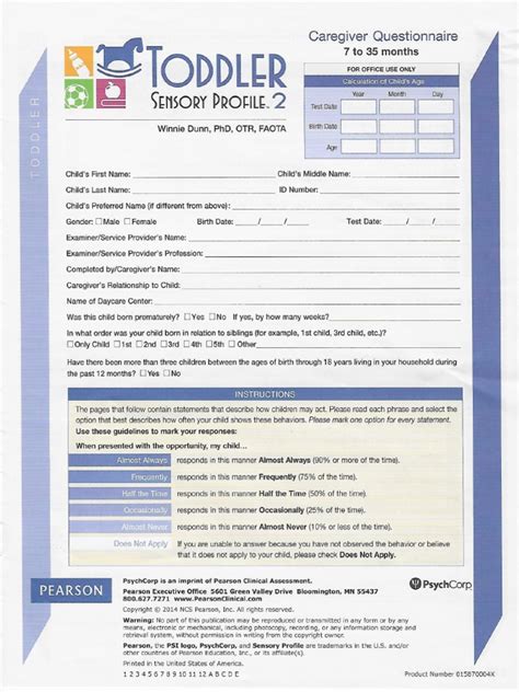 Toddler Sensory Profile Pdf