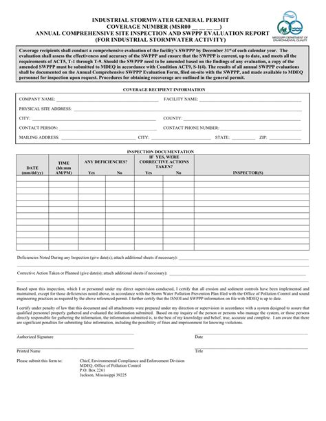 Mississippi Industrial Stormwater General Permit Annual Comprehensive