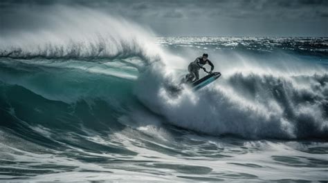 Premium AI Image | Professional surfer riding waves men catching waves ...