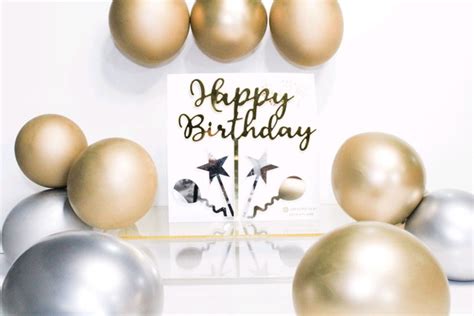 Topo De Bolo Decorativo Happy Birthday Dourado Elo7