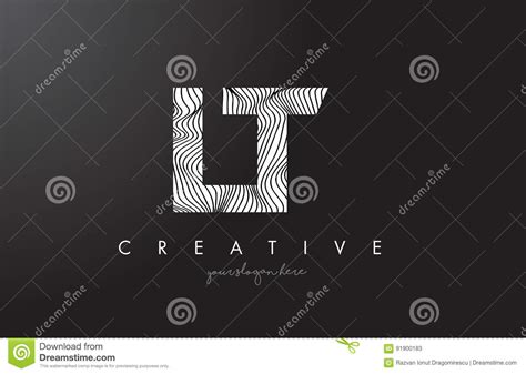 Lt L T Letter Logo With Zebra Lines Texture Design Vector Stock Vector