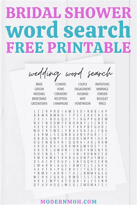 Bridal Shower Word Search Free Printable Artofit