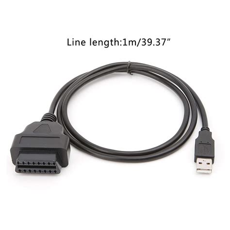 16 Pines OBD2 A Puerto USB Adaptador De Cable Conector Herramienta De