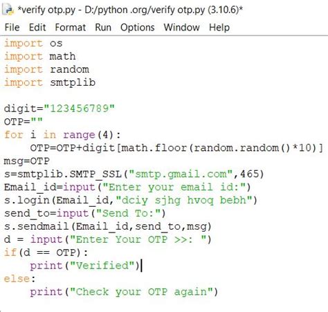 Otp Generation And Verification To Mail Using Python Neha123