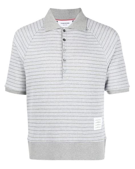 Thom Browne 4 Bar Striped Polo Shirt In Grey Grey For Men Lyst Canada