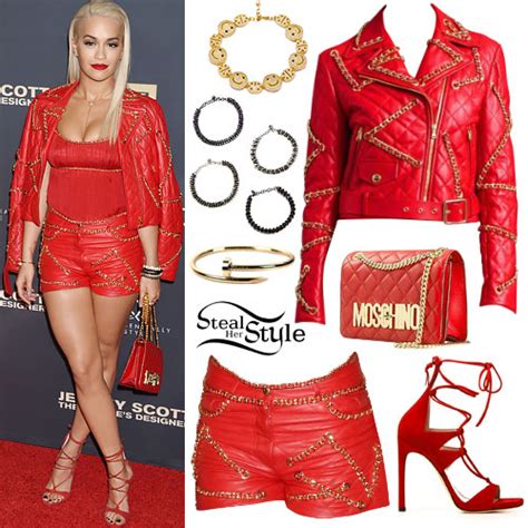 Rita Ora Red Chain Biker Jacket Steal Her Style