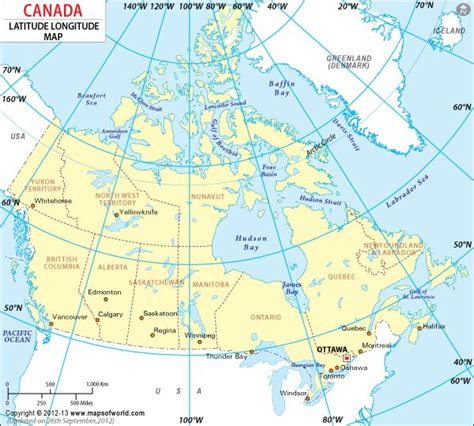 Map of canada wtih latitude and longitude canada latitude and longitude ...