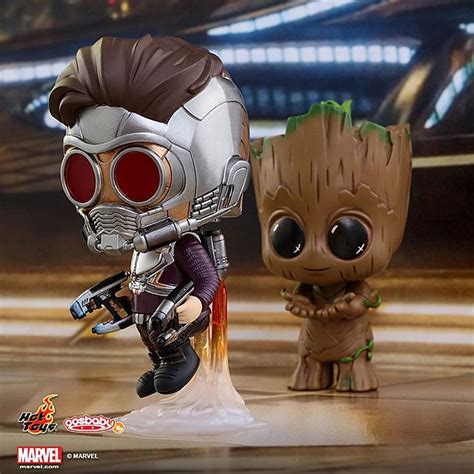 Hot Toys Guardians Of The Galaxy Vol Star Lord Groot Cosbaby Bobble Head Collectible Set