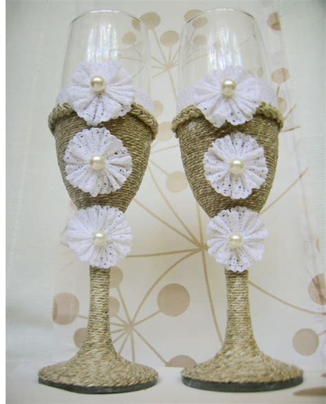 Rustic Wedding Champagne Glasses Country Barn Wedding Wine Etsy