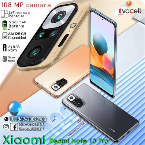 Xiaomi Redmi Note 10 PRO Max 108 MP Camara Novocell RD Evocell