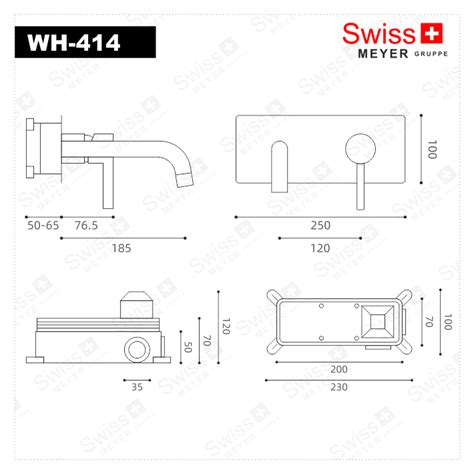 Bateria umywalkowa ścienna podtynkowa WH 414 CZARNA SWISS MEYER