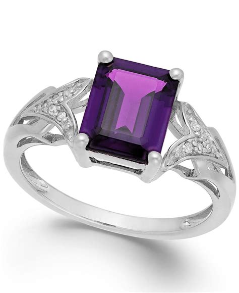 Lyst Macys Amethyst 2 Ct Tw And Diamond Accent Ring In 14k White Gold