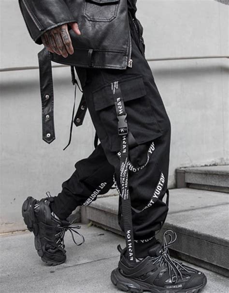 Black Techwear Pants Baggy Tactical Pants Gothic Techwear Etsy