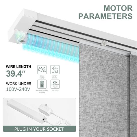 Yoolax Costom Smart Panel Track Blinds Motorized Sliding Panel Blinds Works With Alexa Fabric