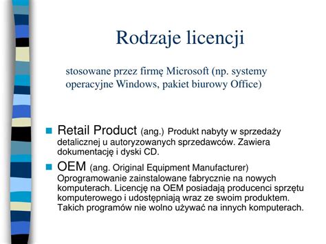 Ppt Rodzaje Um W Licencyjnych Dla Oprogramowania Komputerowego