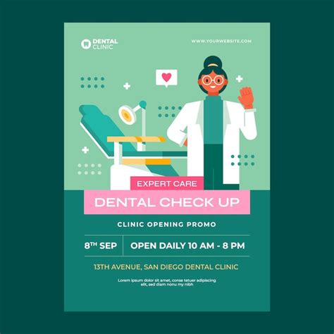 Free Vector Flat Design Dental Clinic Poster Template