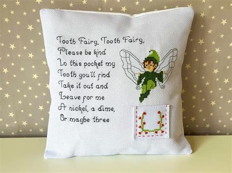 Handmade Tooth Fairy Pillow Cross Stitch Design Tooth Fairy Etsy