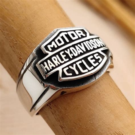 Biker Ring Men 925 Sterling Silver Harley Davidson Motorcycle Etsy