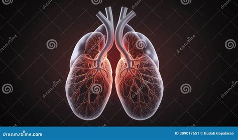 3D Rendering Of Human Lungs With Bronchial Tree And Alveoli Stock