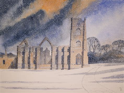 Fountains Abbey, Winter giclee print Ian Scott Massie