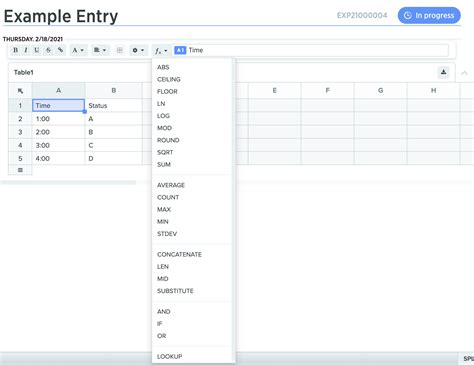 Spreadsheet Functionality Supported In The Notebook Benchling