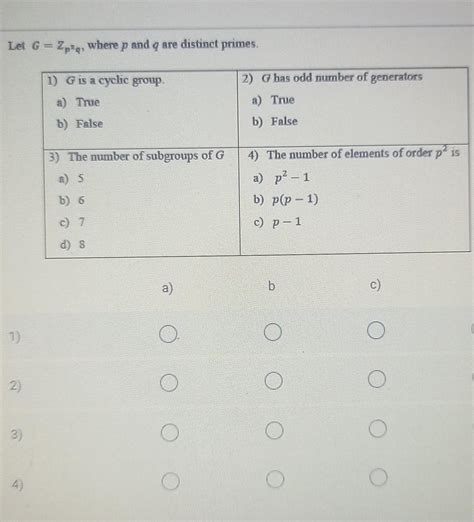 Solved Let G Zpq Where P And Q Are Distinct Primes G Chegg