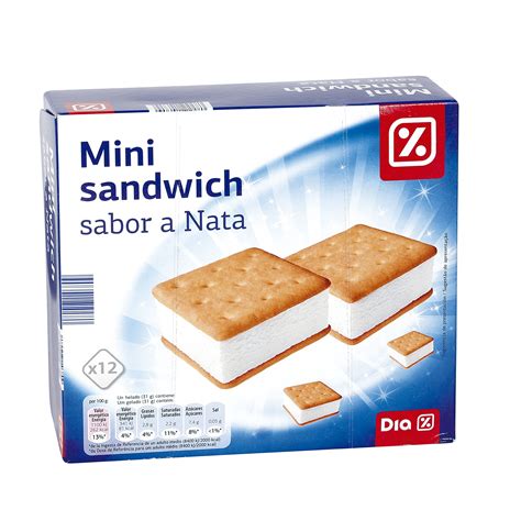 DIA Helado Mini Sandwich Sabor Nata 12 Uds Caja 372 Gr INDIVIDUAL