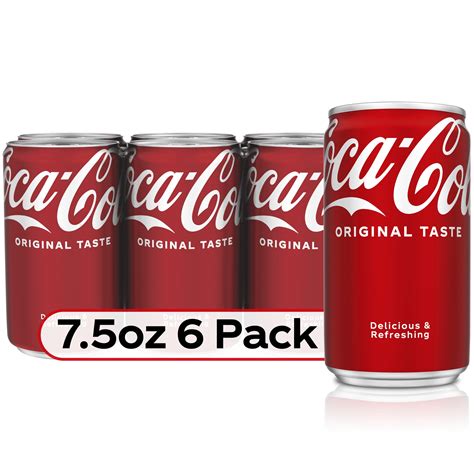 Coca Cola Mini Soda Pop Soft Drink 7 5 Fl Oz 6 Pack Cans Walmart