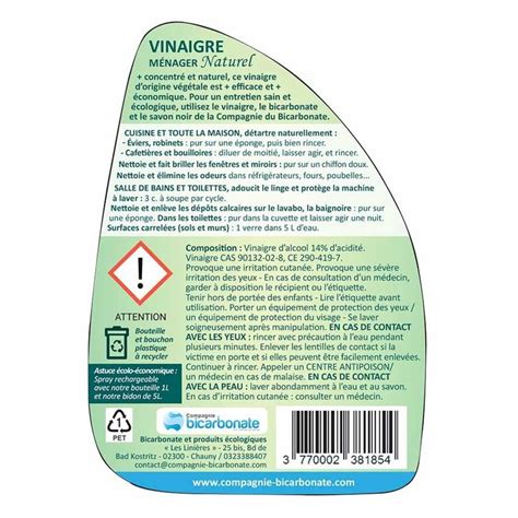 Acheter Vinaigre Blanc Naturel Degr S Spray Rechargeable Ml