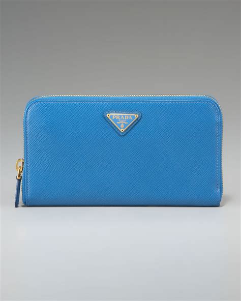 Lyst Prada Saffiano Zip Around Wallet In Blue