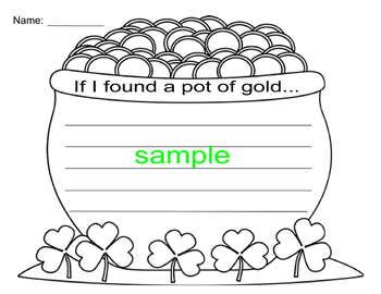 St Patricks Day If I Found A Pot Of Gold Writing Prompt Activity