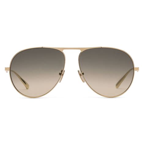 Gucci Aviator Sunglasses In Metal Gold Coloured Shaded Brown Lenses Gucci Eyewear Avvenice