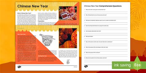 Chinese New Year Reading Comprehension Activity Twinkl