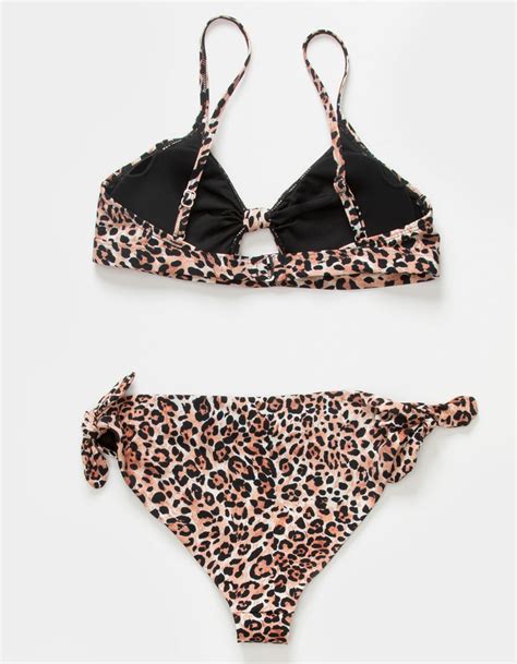 Full Tilt Knot Front Bralette Girls Bikini Set Leopard Tillys