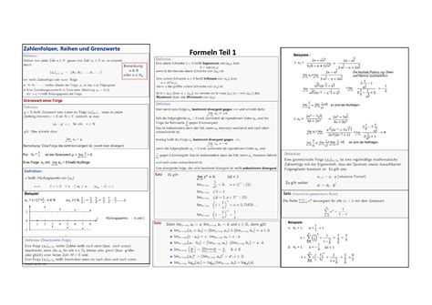 Formelsammlung 1 Mathematik II Formeln Teil Partialbruchzerlegung