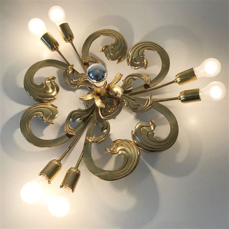 Mid Century Brass Sputnik 7 Armed Wall Lamp from Hans Möller 1970s for