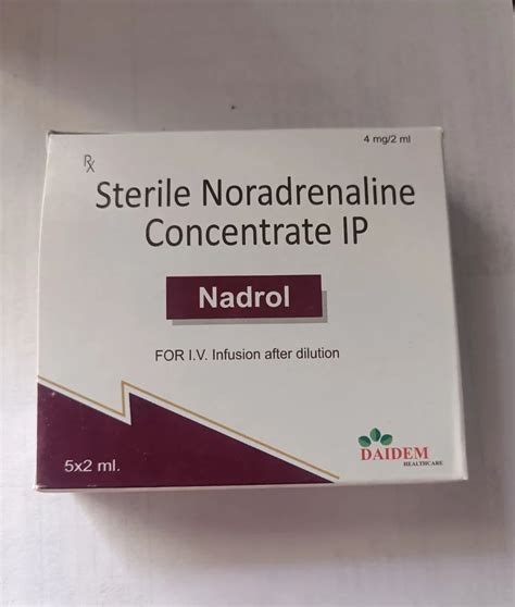 4mg Nadrol Sterile Noradrenaline Concentrate 4 Mg Ml At Rs 10 5 Box In