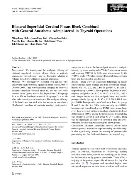 (PDF) Bilateral Superficial Cervical Plexus Block Combined with General ...