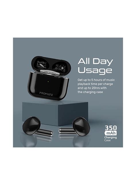 Promate In Ear True Wireless Earbuds High Fidelity Bluetooth V50 Earphones With Built In Mic