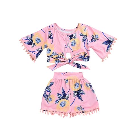 Cute Kids Baby Girls Hawaii Outfits Clothes T Shirt Tops Dress Long
