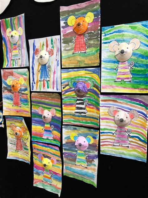 Fare sanat etkinliği sulu boya çalışması Classroom art projects Kids