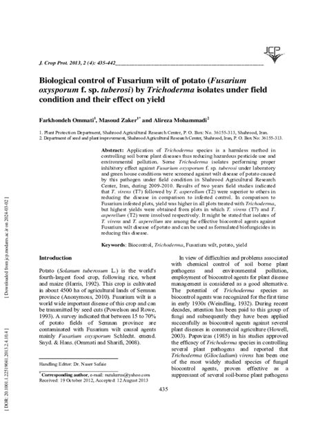 Fillable Online Jcp Modares Ac Biological Control Of Fusarium Wilt Of